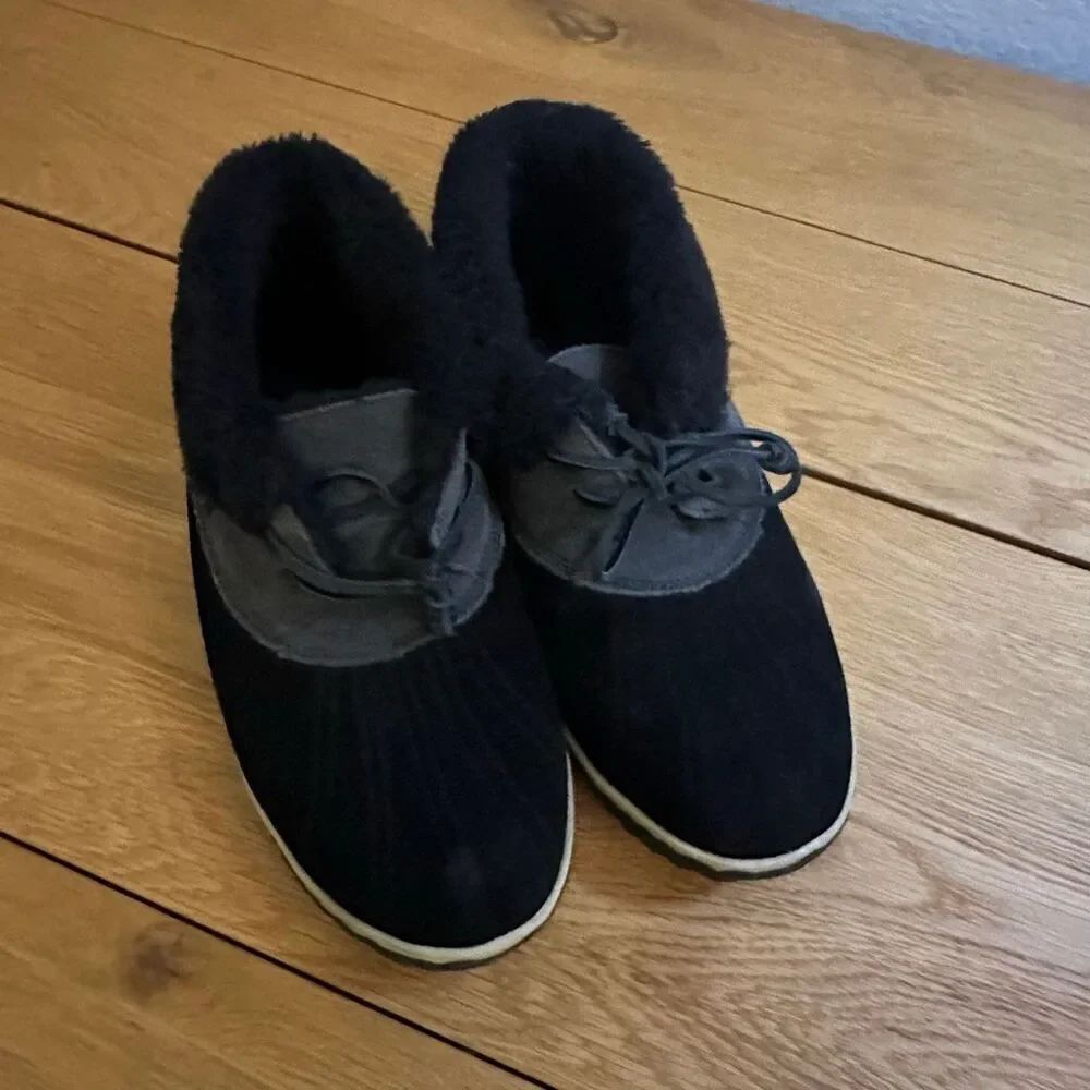 Sperry Women’s Elayna Duck Boot Slippers black gray 10